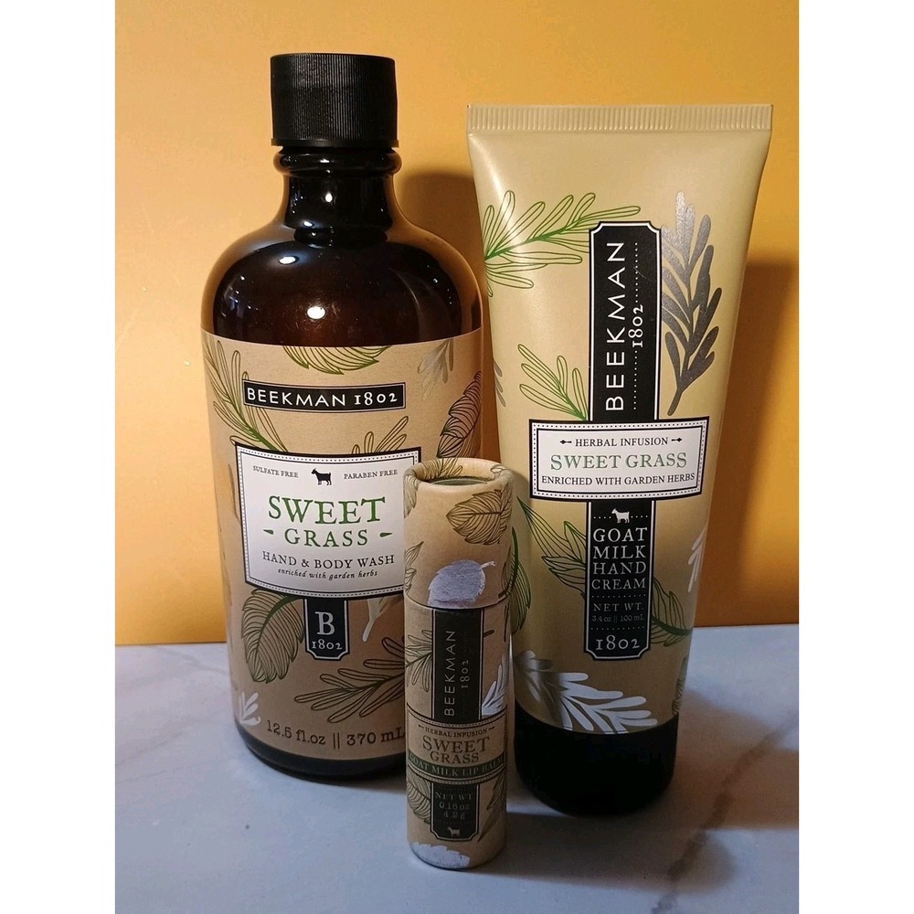 NEW‎ Beekman 1802 Sweet Grass Goat Milk Hand & Body Wash Lip Balm Hand Cream